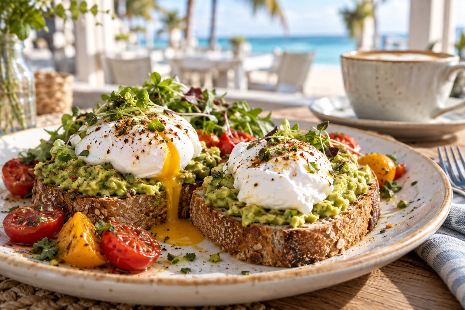 Coastal avocado toast - illustrative sample photograph